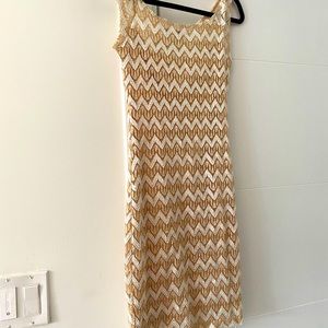 Gold and white mini party dress